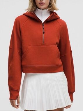 Lululemon Cropped Hooded Half-Zip Scuba Sweatshirt - Rust